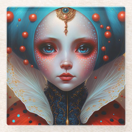 ラディバグクイーンキュートファンタジーアート ガラスコースター (正面)