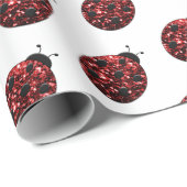 ラディバググリッター白い贈り物に赤いパターンを輝かせる ラッピングペーパー (ロールコーナー)