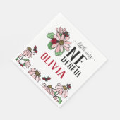 ラディバグズピンクデイジーオネダーフル誕生日パーティー スタンダードランチョンナプキン (角)