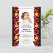 ラディバグズ&フラワーズフォト誕生日招待状 招待状 (スタンド正面)