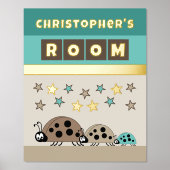 ラディバグズkidの部屋ブラウングリーン子供部屋金ゴールド 箔ポスター (正面)