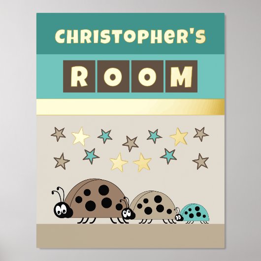 ラディバグズkidの部屋ブラウングリーン子供部屋金ゴールド 箔ポスター (正面)