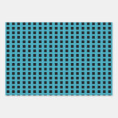 ラディバグターコイズと黒いドットと正方形 ラッピングペーパーシート (正面3)