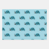 ラディバグターコイズと黒いドットと正方形 ラッピングペーパーシート (正面)