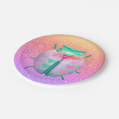 ラディバグハートパターンかわいいグリッターグラディエントガーリー ペーパープレート (アングル)