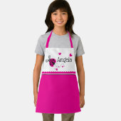 ラディバグハートピンク白ホタテ名前をカスタムする エプロン (インサイチュ)