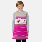 ラディバグハートフラワードットピンク白カスタム黄 エプロン (着用した状態)