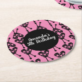 ラディバグバグ昆虫幾何学誕生日パーティーピンク ラウンドペーパーコースター (アングル)
