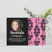 ラディバグバグ昆虫幾何学誕生日パーティーピンク 招待状 (スタンド正面)