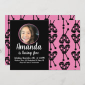 ラディバグバグ昆虫幾何学誕生日パーティーピンク 招待状 (正面/裏面)