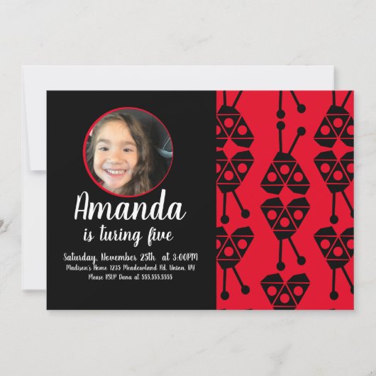 ラディバグバグ昆虫幾何学誕生日パーティー 招待状 (正面)