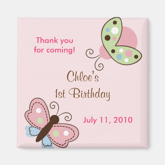 ラディバグバタフライ誕生日ビーフマグネット マグネット (正面)