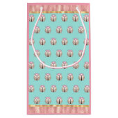 ラディバグバラのフローラピンクの青かわいい スモールペーパーバッグ (裏面)