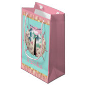 ラディバグバラのフローラピンクの青かわいい スモールペーパーバッグ (正面アングル)