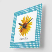 ラディバグヒマワリターコイズジンガム名 スクエア壁時計 (傾斜)