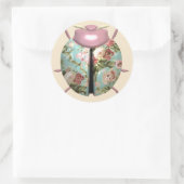 ラディバグビクトリアンフローラチンツピンク色かわいい ラウンドシール (バッグ)