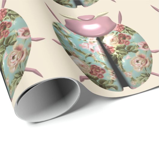 ラディバグビクトリアンフローラバラかわいいブルーピンクベージュ ラッピングペーパー (ロールコーナー)