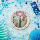 ラディバグビクトリアンフローラバラチンツブルーピンク ペーパープレート (パーティー)