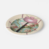 ラディバグビクトリアンフローラバラチンツブルーピンク ペーパープレート (アングル)
