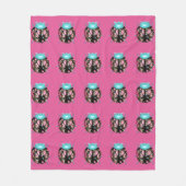 ラディバグビクトリアンフローラバラピンク黒かわいい フリースブランケット (正面)