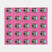 ラディバグビクトリアンフローラバラピンク黒かわいい フリースブランケット (正面(横))