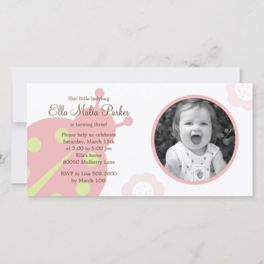 ラディバグフォト誕生日招待状 (正面)