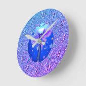 ラディバグブルースターズかわいいグリッター ラウンド壁時計 (傾斜)
