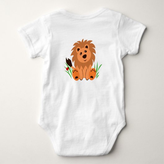 ラディバグベビーのボディスーツと草の中の可愛いライオン ベビーボディスーツ (裏面)