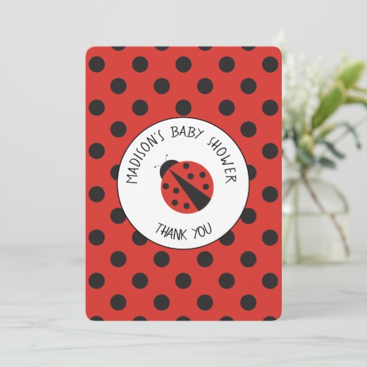 ラディバグベビーシャワー水玉模様サンキューカード サンキューカード (スタンド正面)