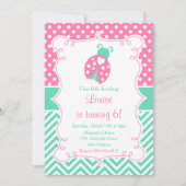 ラディバグラディバードピンクの誕生日パーティー 招待状 (正面)