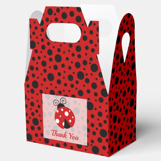 ラディバグレッドブラックフレーム水玉模様子供の誕生日 フェイバーボックス (オープン)