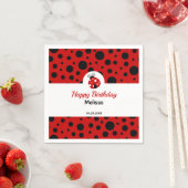 ラディバグレッドブラック水玉模様子供の誕生日 スタンダードカクテルナプキン (インサイチュ)