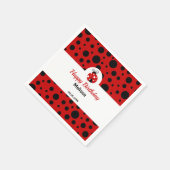 ラディバグレッドブラック水玉模様子供の誕生日 スタンダードカクテルナプキン (角)