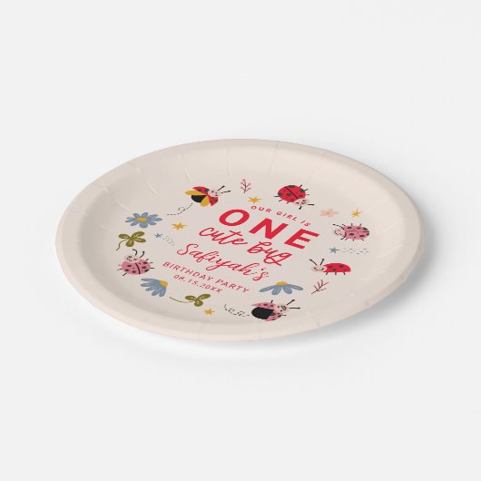 ラディバグ夏の最初の誕生日パーティー ペーパープレート (アングル)