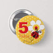ラディバグ女の子の誕生日5今日イエローボタン 缶バッジ (正面&裏面)