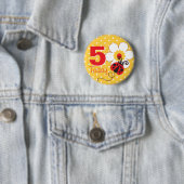 ラディバグ女の子の誕生日5今日イエローボタン 缶バッジ (インサイチュ)