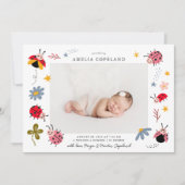 ラディバグ女の子ベビー写真誕生のお知らせ 案内状 (正面)