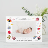 ラディバグ女の子ベビー写真誕生のお知らせ 案内状 (スタンド正面)