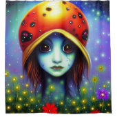 ラディバグ帽子をかぶった少女 シャワーカーテン (正面)