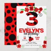 ラディバグ招待状3歳の誕生日 招待状 (正面/裏面)