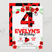 ラディバグ招待状4歳の誕生日 招待状 (正面/裏面)