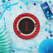 ラディバグ水玉模様かわいい女の子1st誕生日パーティー ペーパープレート (パーティー)