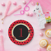 ラディバグ水玉模様かわいい女の子1st誕生日パーティー ペーパープレート (パーティー)