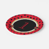 ラディバグ水玉模様かわいい女の子1st誕生日パーティー ペーパープレート (アングル)