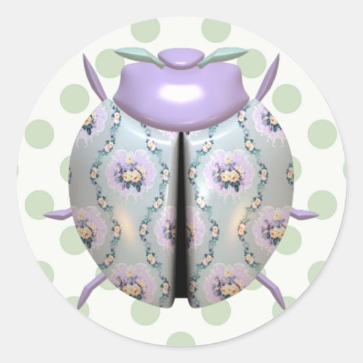 ラディバグ水玉模様フローラ紫 ラウンドシール (正面)