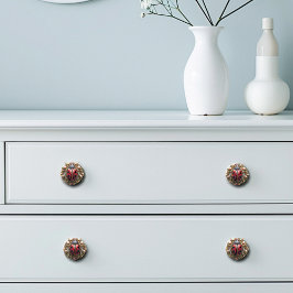 ラディバグ美しいアールデコ金ゴールドパールルビー セラミックノブ