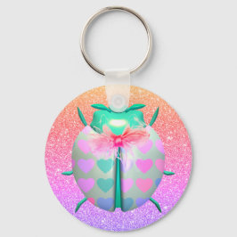 ラディバグ美しいハートかわいいグリッター キーホルダー