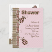 ラディバグ葉書ベビーシャワー(ピンク) インビテーションポストカード (正面/裏面)