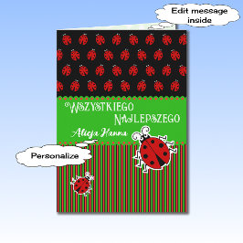 ラディバグ誕生日ポーランドカスタム文字カード カード