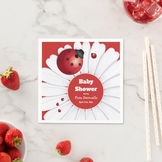 ラディバグ赤い白の黒の赤ちゃんシャワーペーパーナプキン スタンダードカクテルナプキン (インサイチュ)